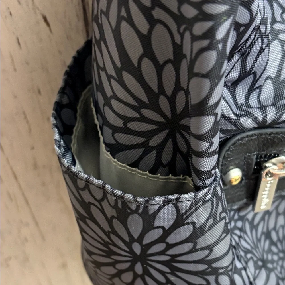 Baggallini Chic Black and Gray Floral Shoulder Bag